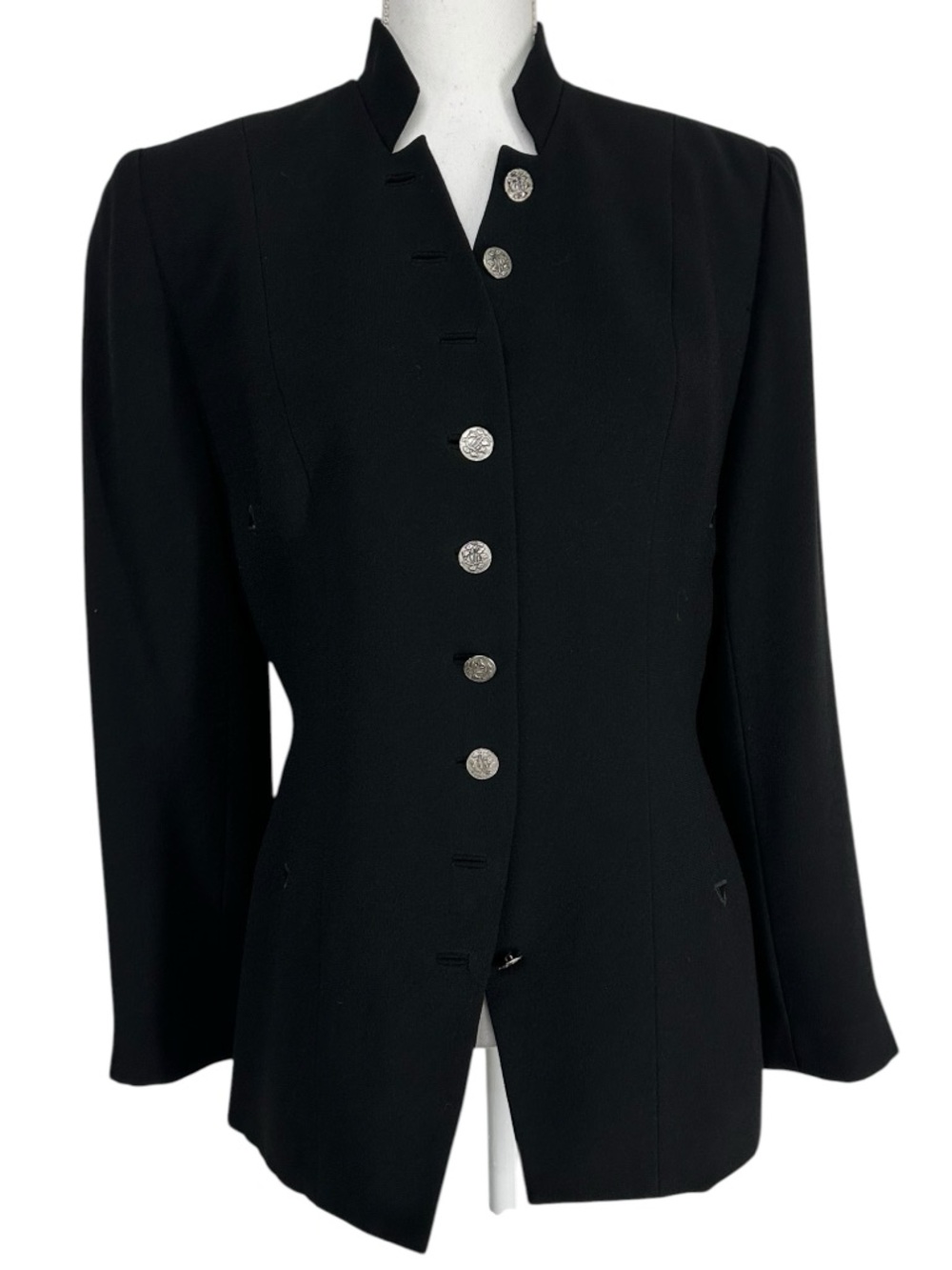 ZELDA / Black Retro Military Button Blazer / Size 10 / Goth Formal Vintage Emo